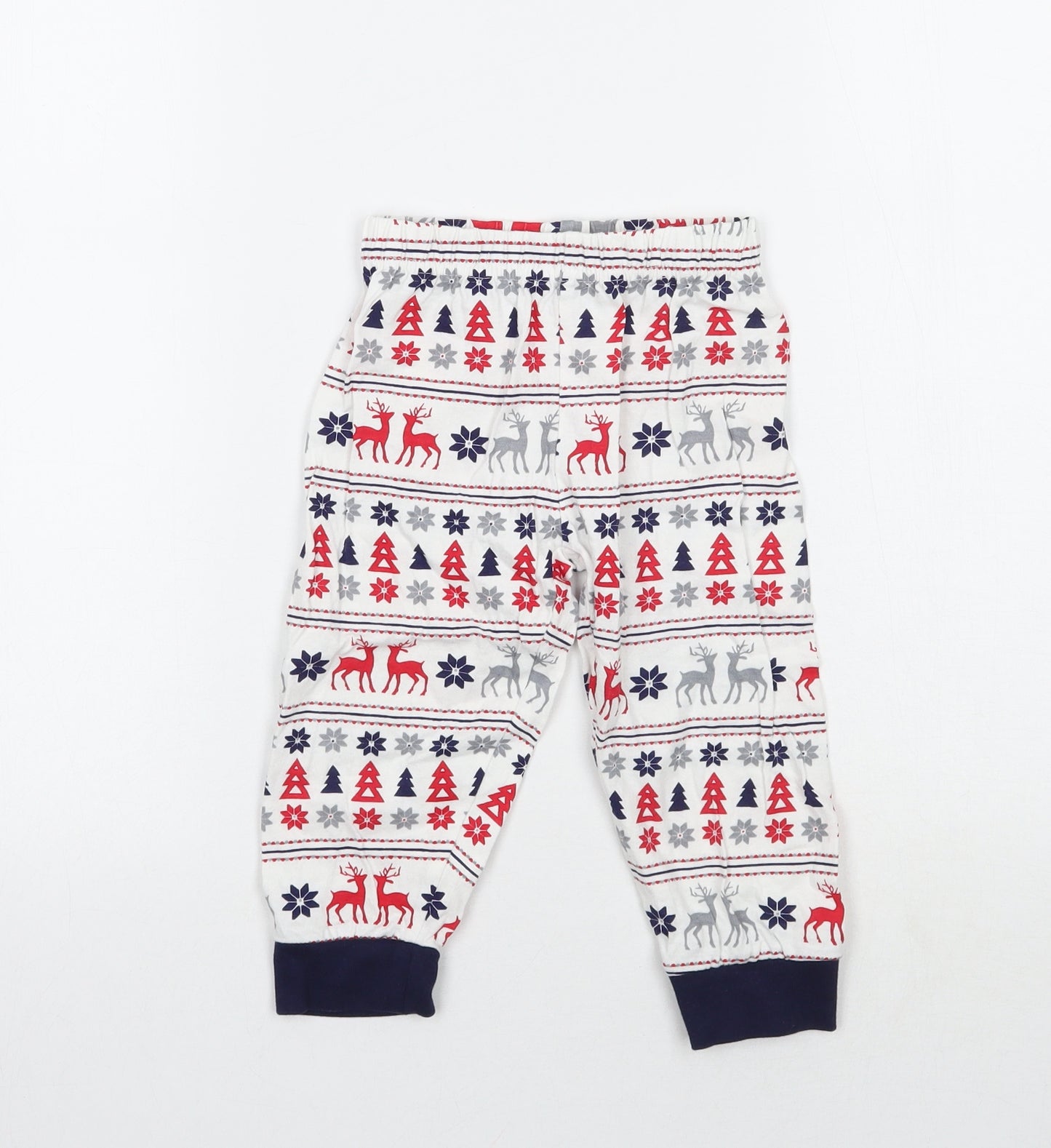 NSPCC Girls White Fair Isle  Sweatpants Trousers Size 18-24 Months