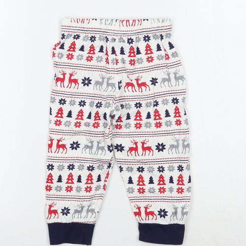 NSPCC Girls White Fair Isle  Sweatpants Trousers Size 18-24 Months