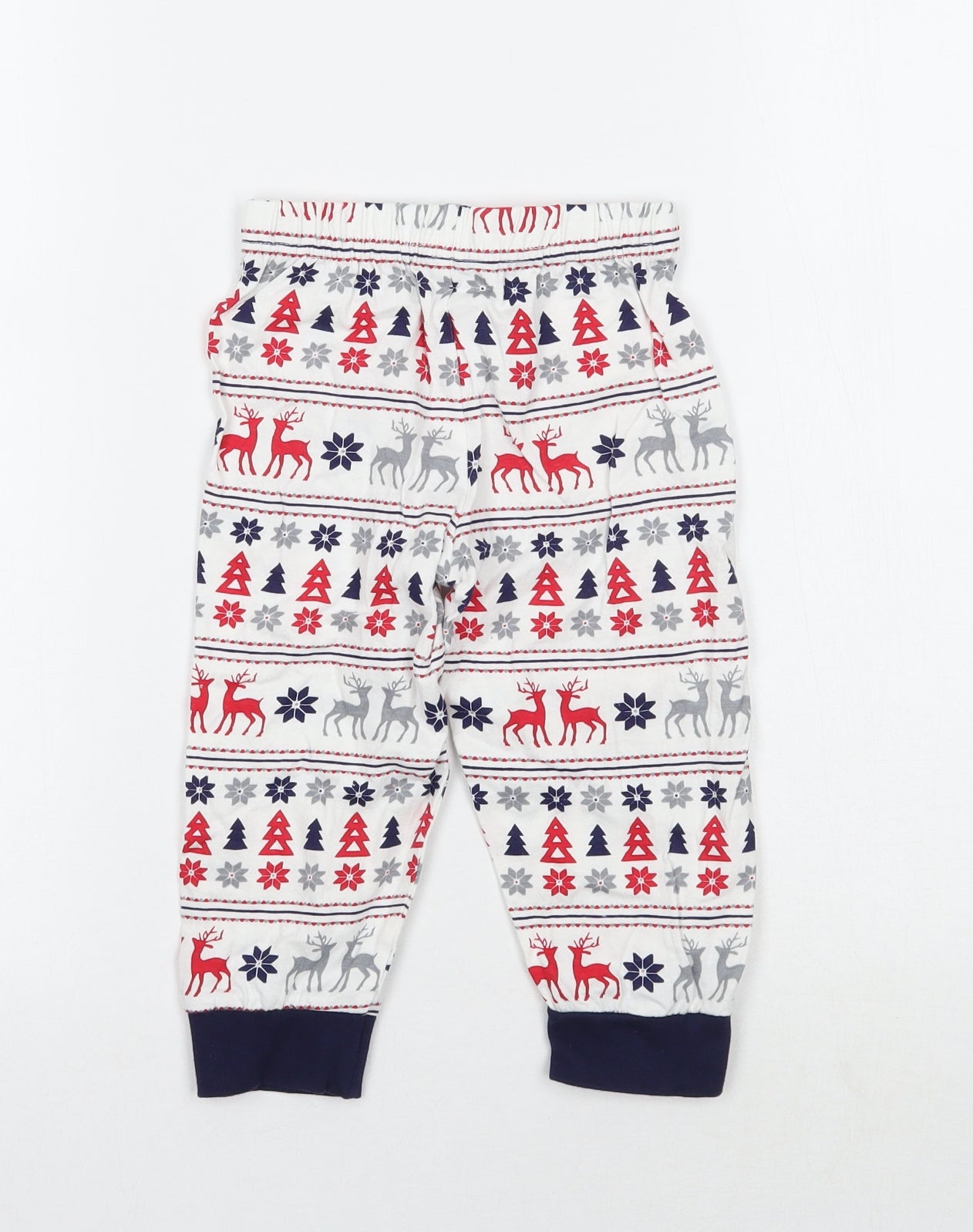 NSPCC Girls White Fair Isle  Sweatpants Trousers Size 18-24 Months