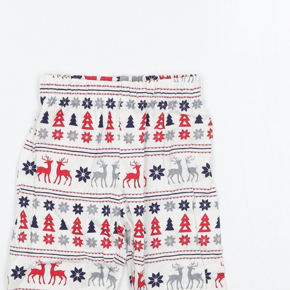 NSPCC Girls White Fair Isle  Sweatpants Trousers Size 18-24 Months