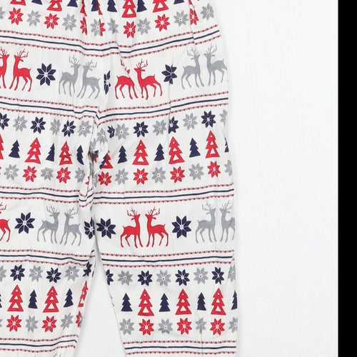 NSPCC Girls White Fair Isle  Sweatpants Trousers Size 18-24 Months