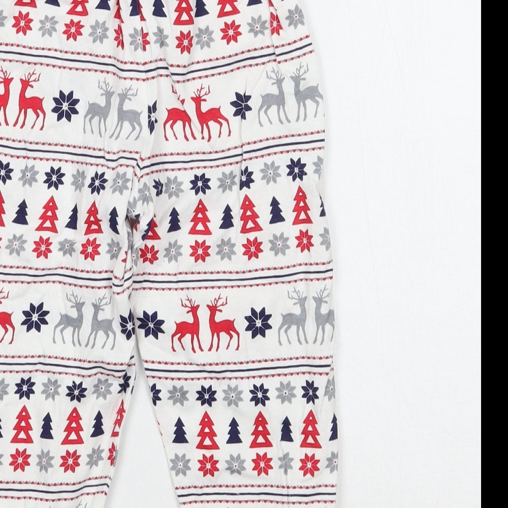 NSPCC Girls White Fair Isle  Sweatpants Trousers Size 18-24 Months