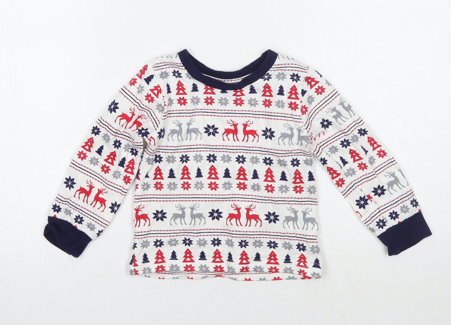NSPCC Girls White Fair Isle  Basic T-Shirt Size 18-24 Months  - Christmas