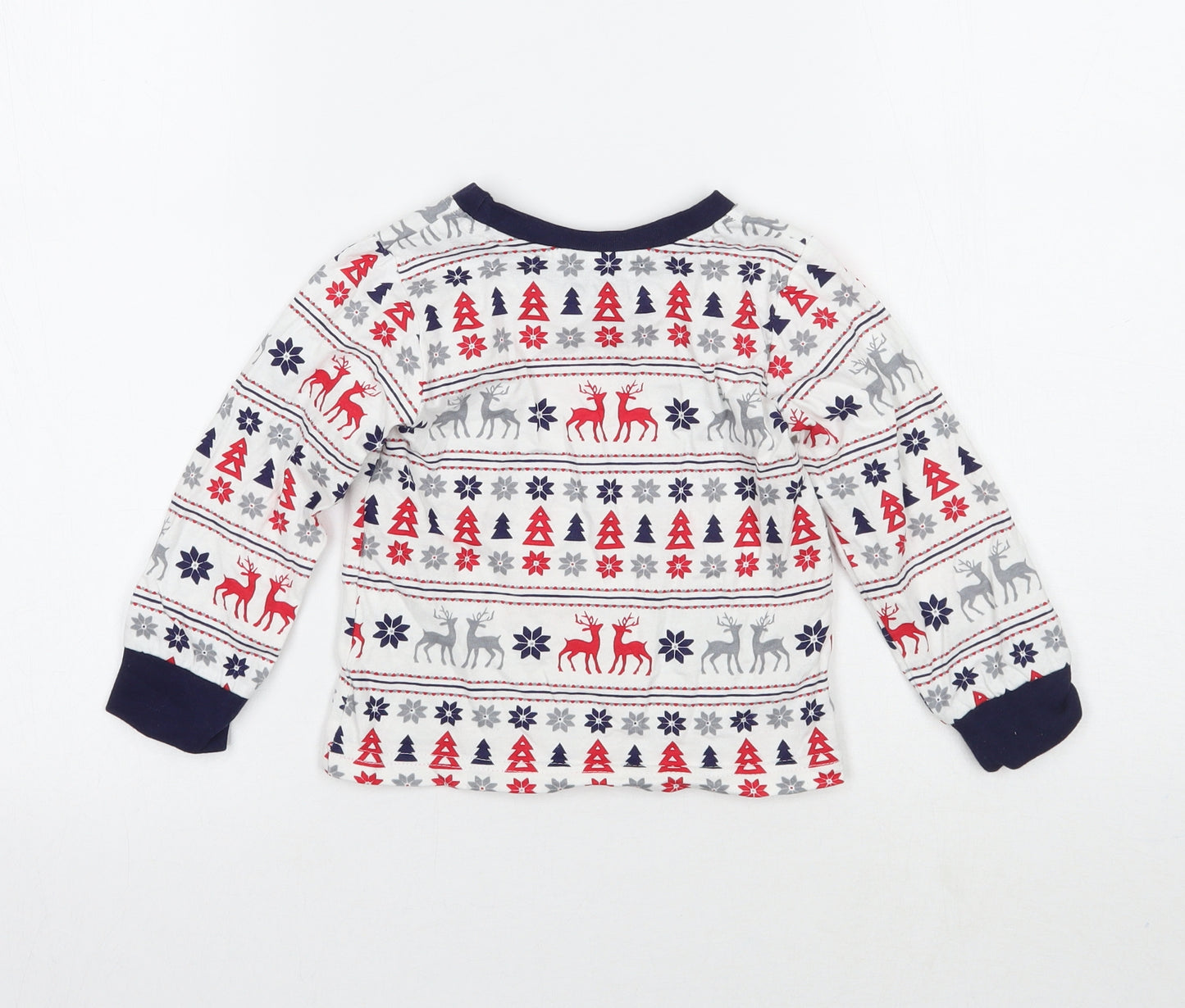 NSPCC Girls White Fair Isle  Basic T-Shirt Size 18-24 Months  - Christmas