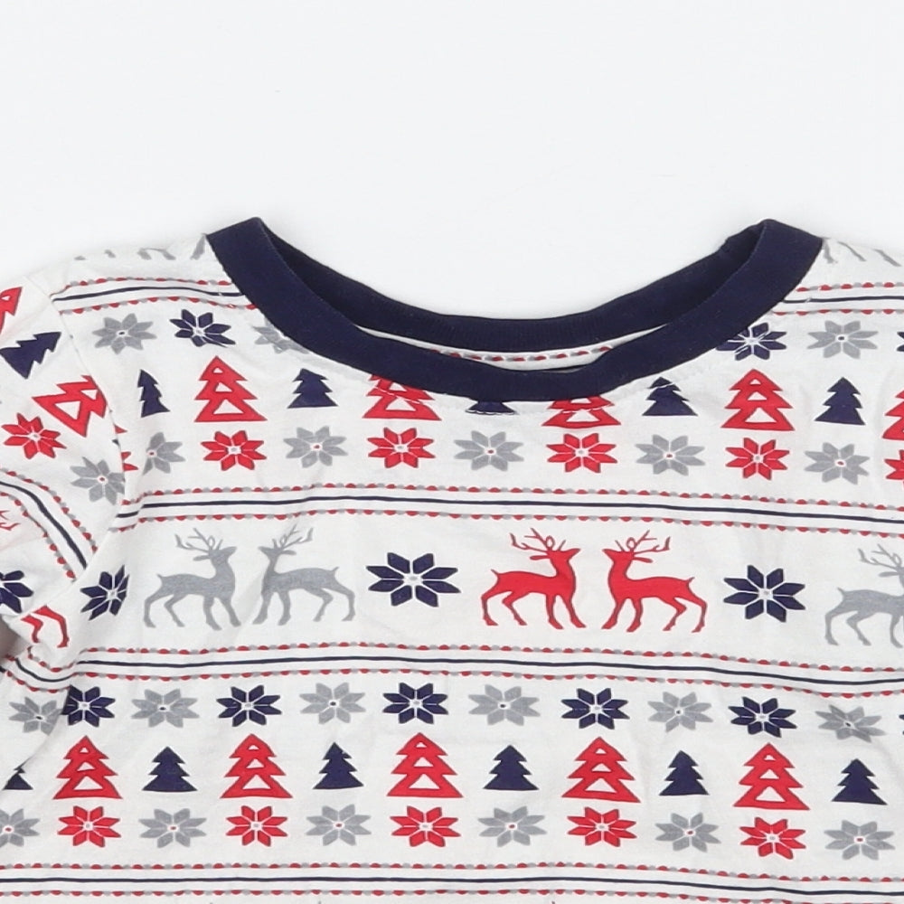 NSPCC Girls White Fair Isle  Basic T-Shirt Size 18-24 Months  - Christmas