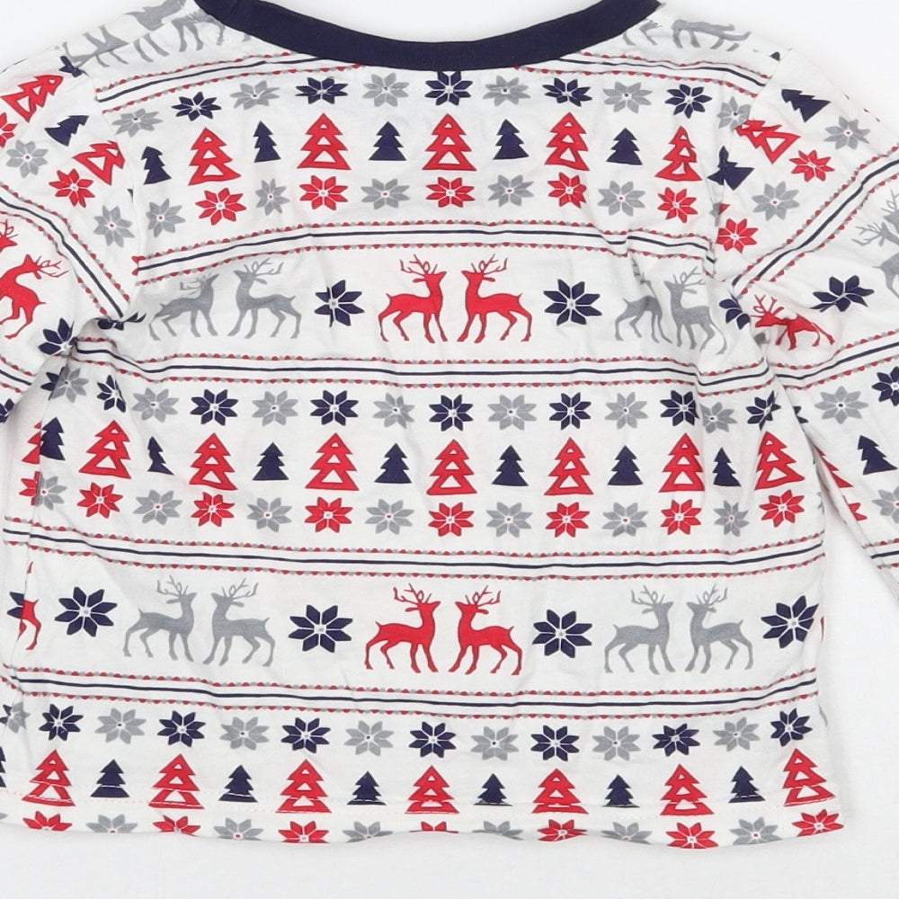 NSPCC Girls White Fair Isle  Basic T-Shirt Size 18-24 Months  - Christmas