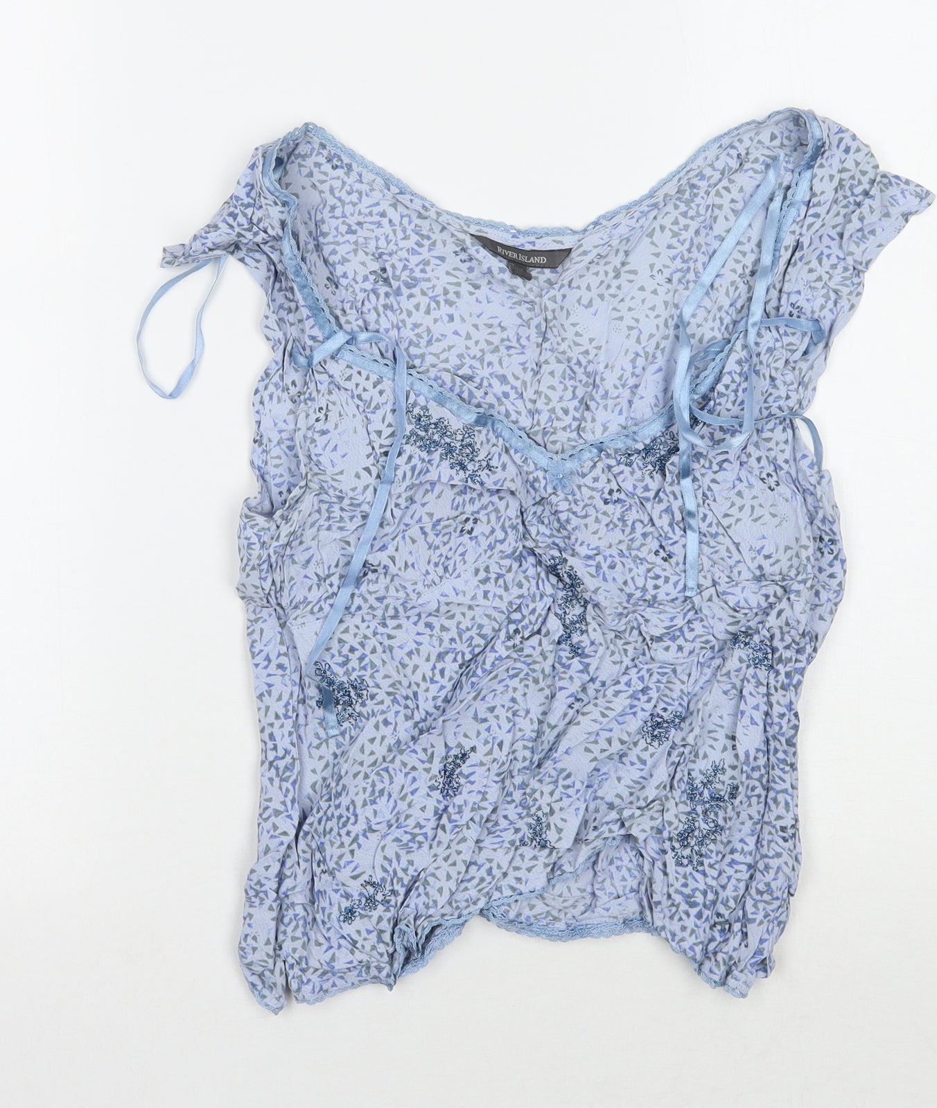 River Island Womens Blue Floral  Basic Blouse Size 12