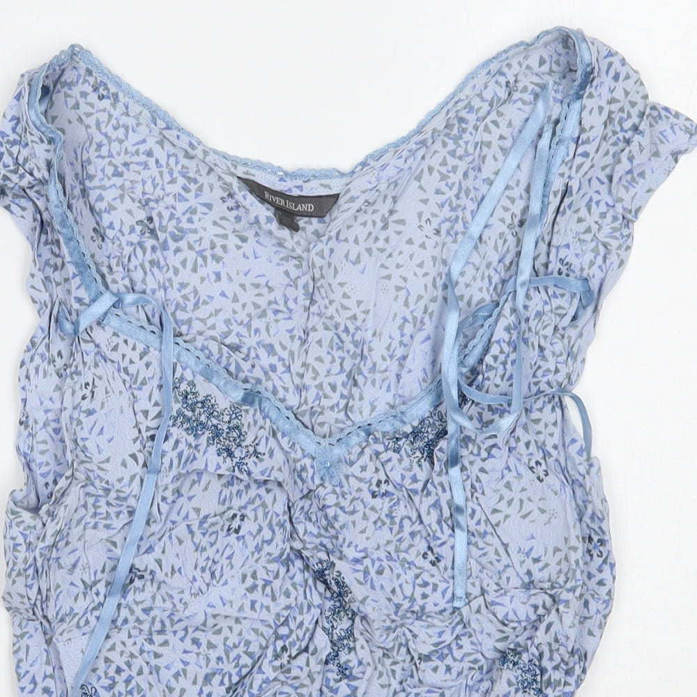 River Island Womens Blue Floral  Basic Blouse Size 12