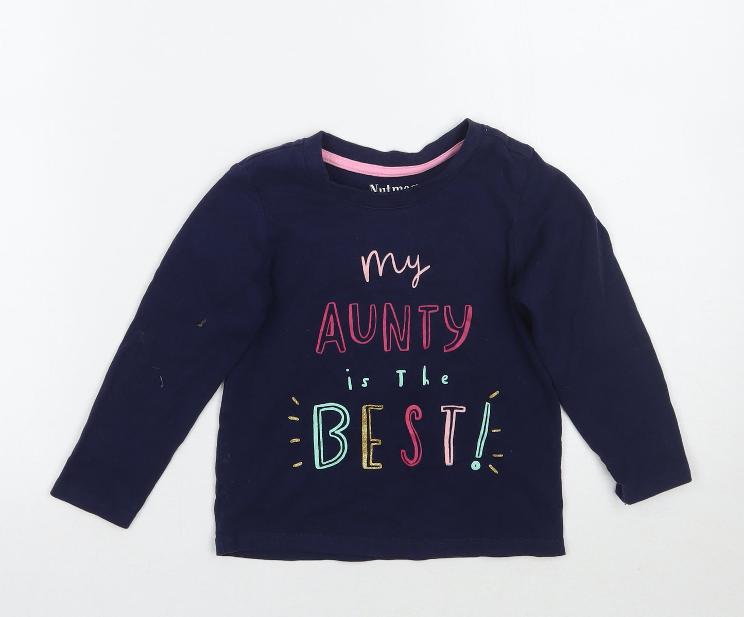 Nutmeg Girls Blue   Basic T-Shirt Size 3-4 Years