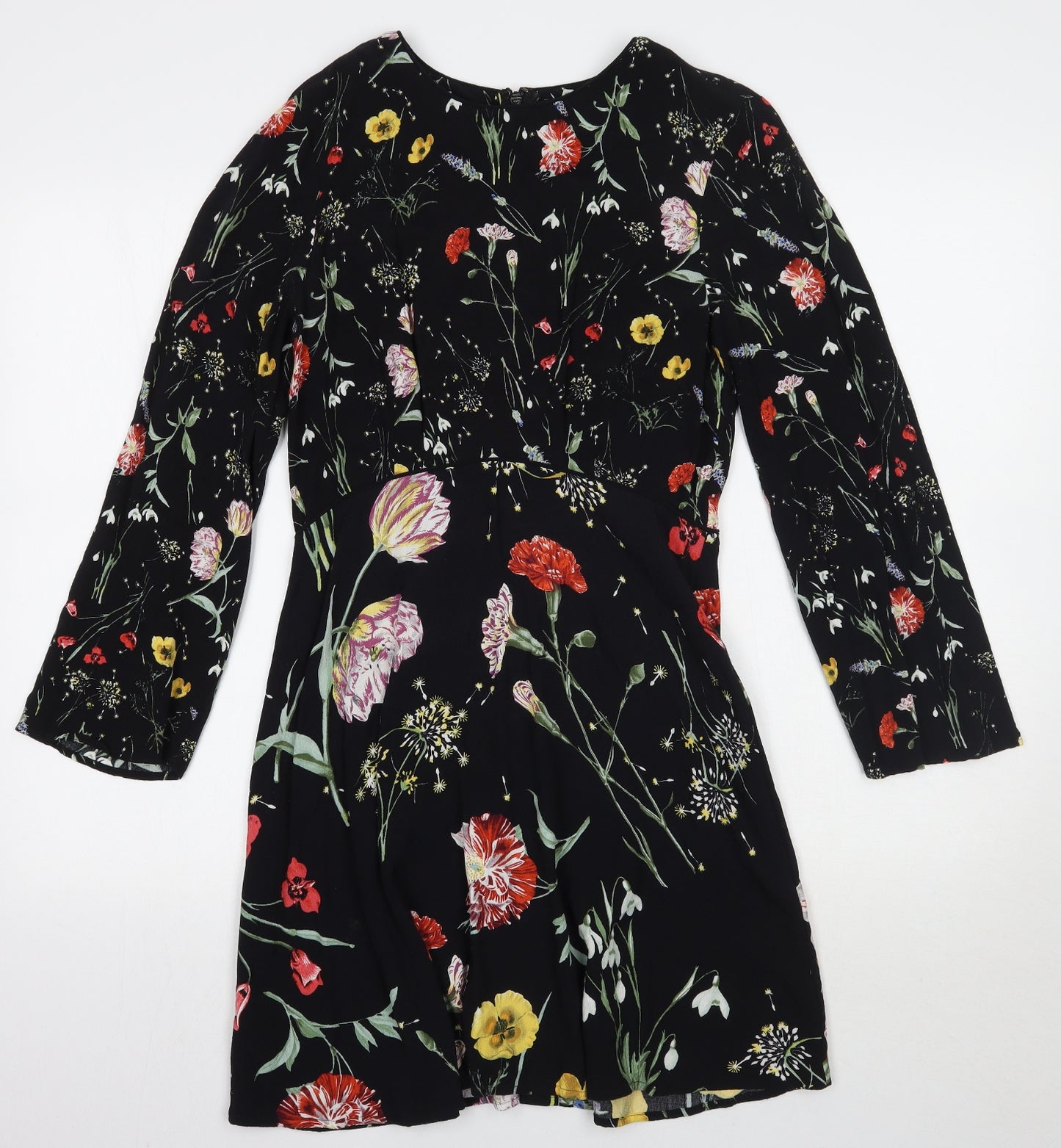 Warehouse Womens Black Floral  A-Line  Size 10