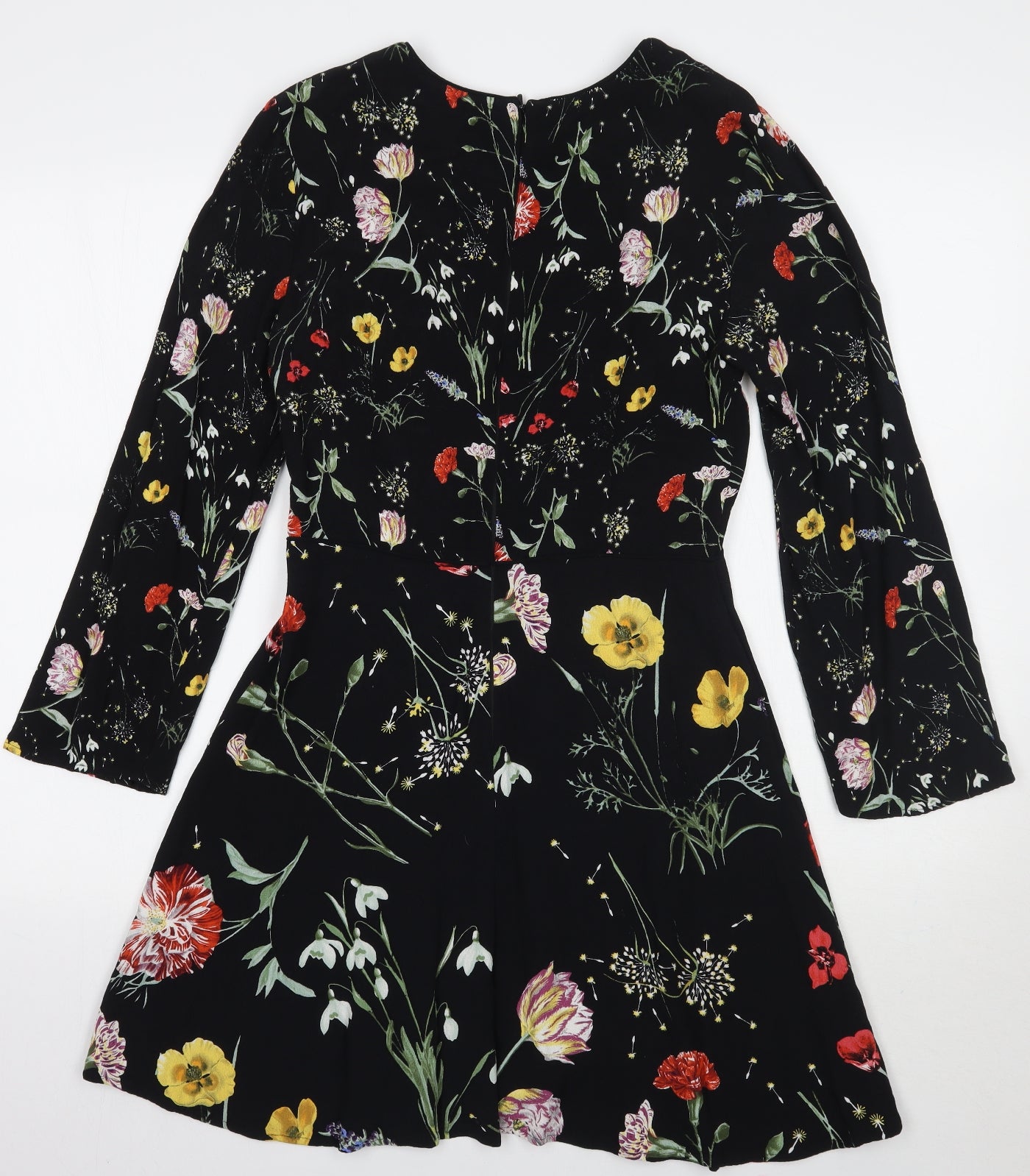 Warehouse Womens Black Floral  A-Line  Size 10