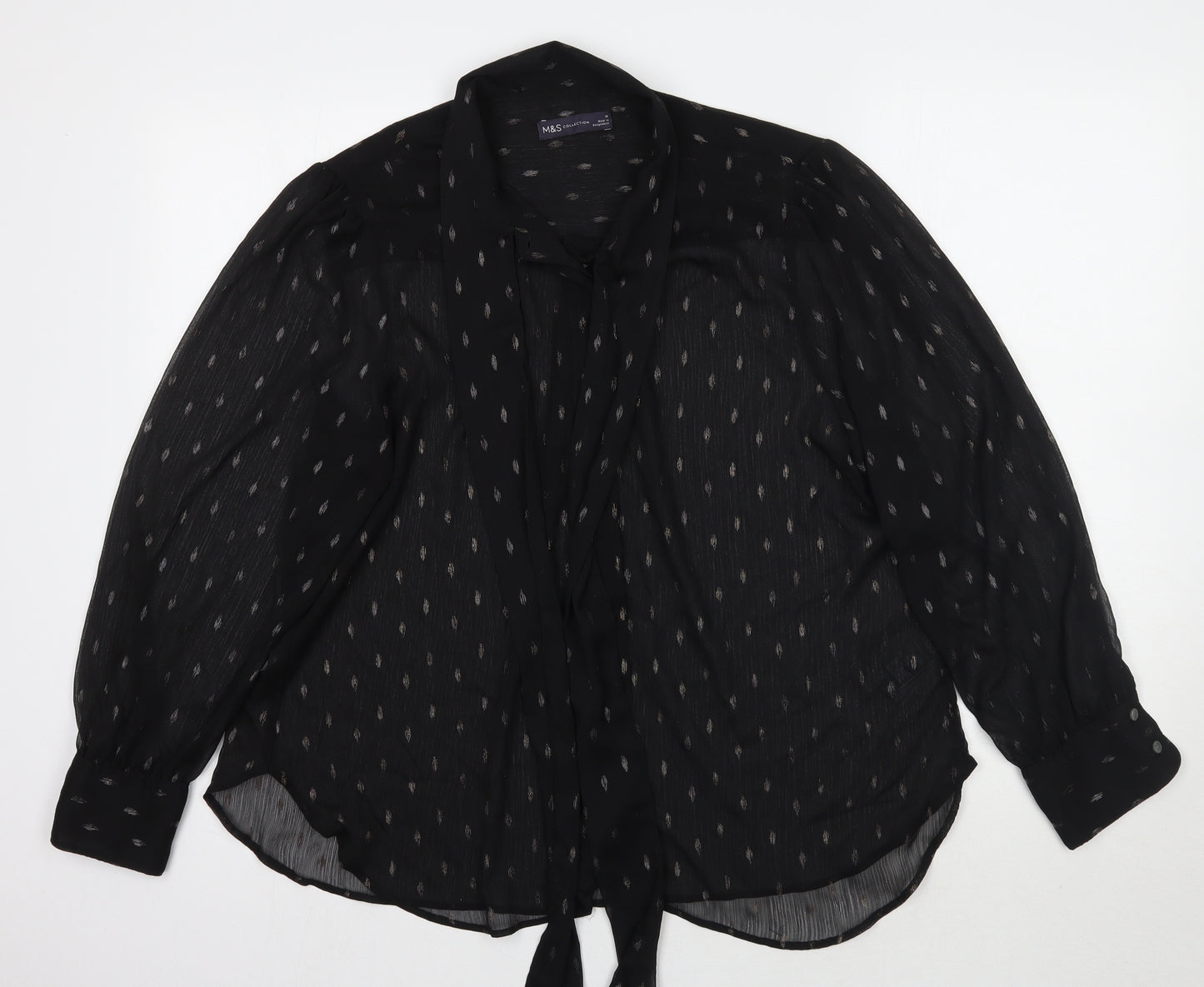 Marks and Spencer Womens Black Geometric  Basic Button-Up Size 18