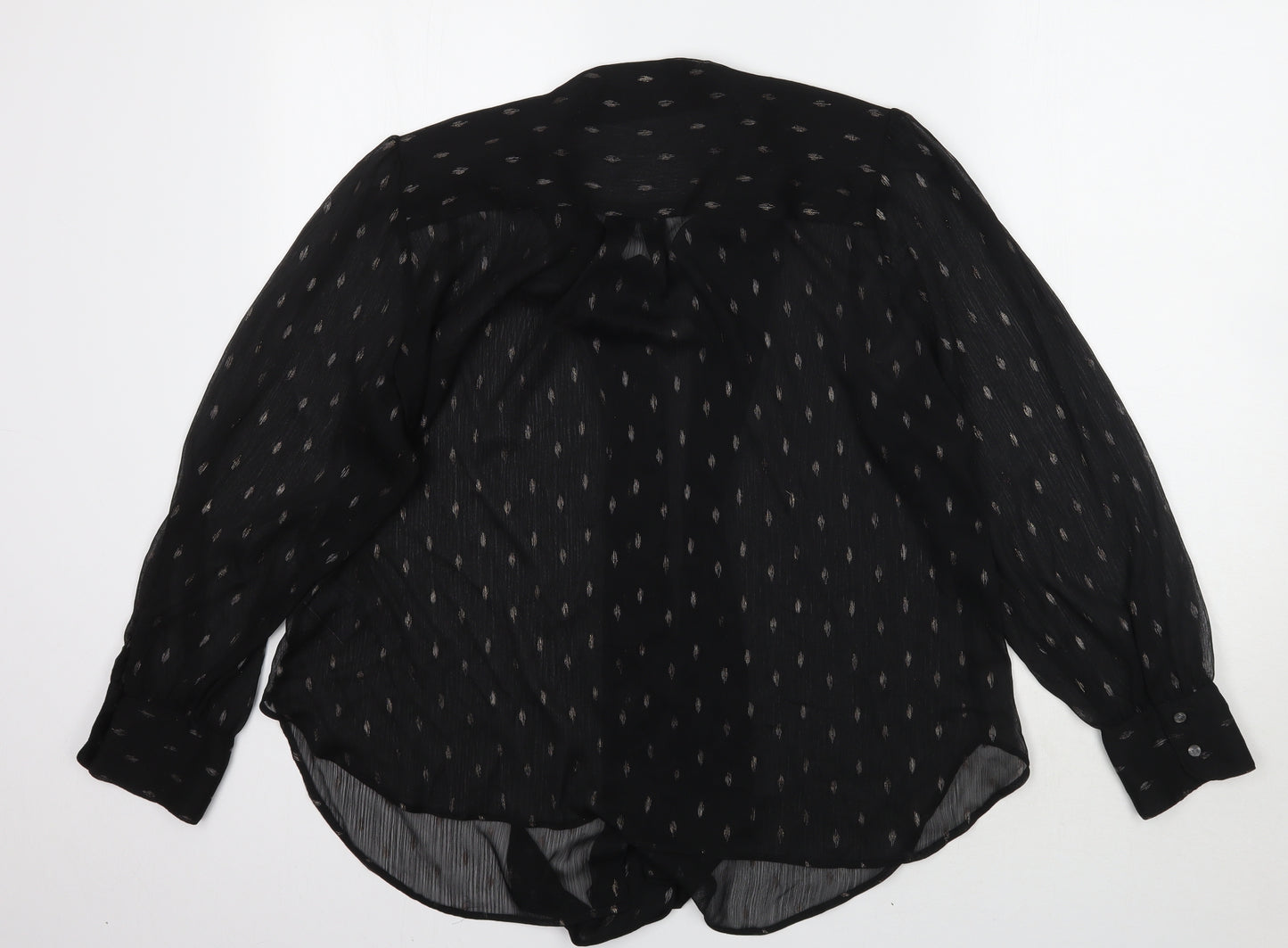 Marks and Spencer Womens Black Geometric  Basic Button-Up Size 18