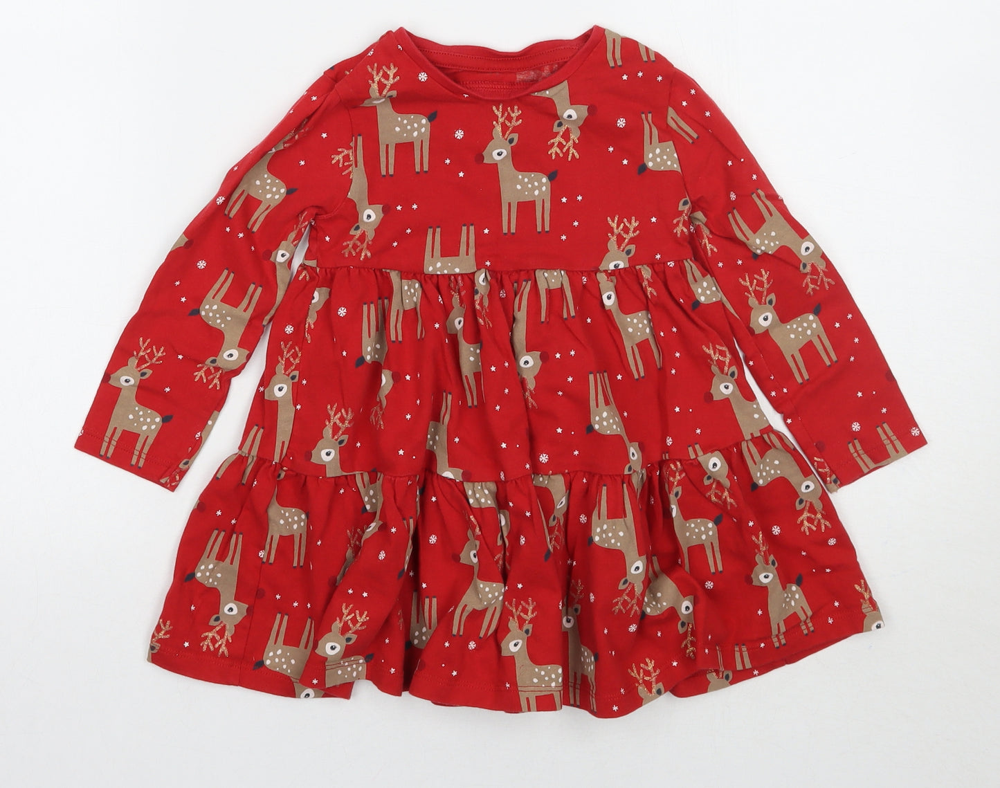 F&F Girls Red Animal Print  Basic T-Shirt Size 3-4 Years