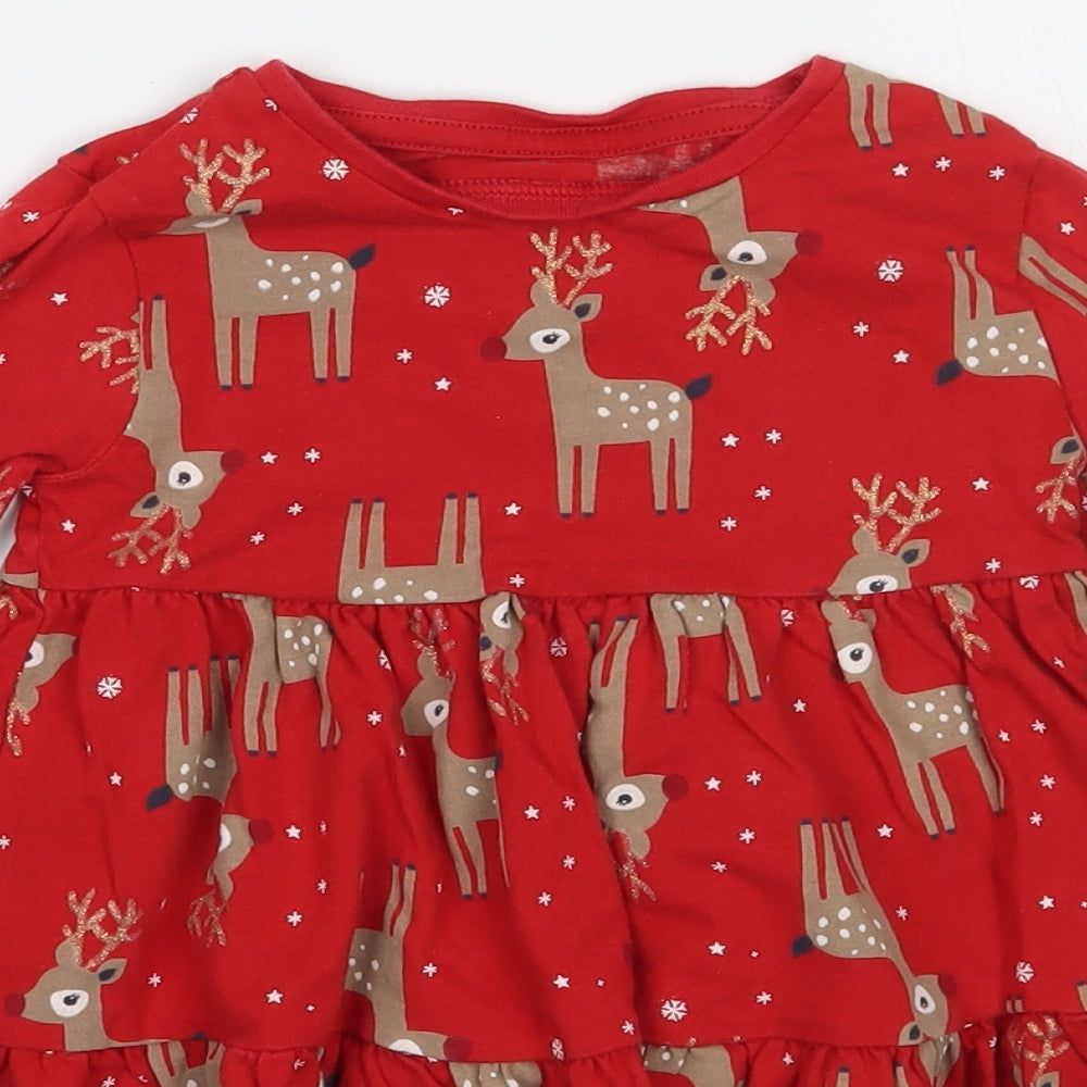 F&F Girls Red Animal Print  Basic T-Shirt Size 3-4 Years