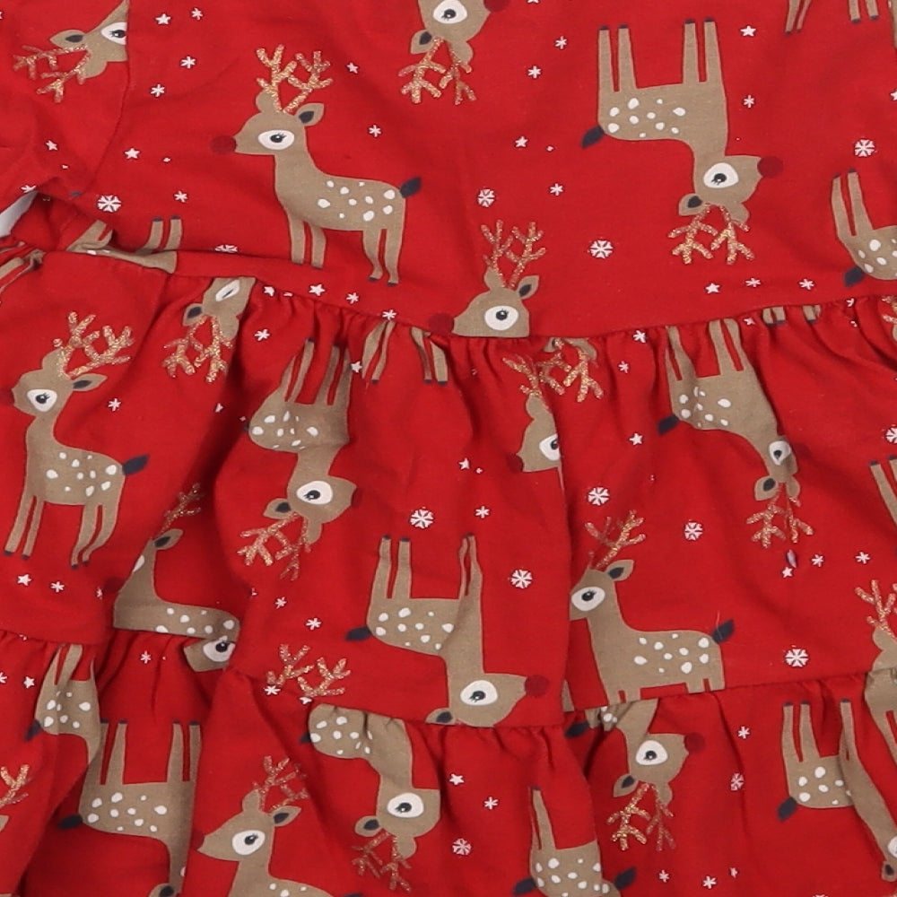 F&F Girls Red Animal Print  Basic T-Shirt Size 3-4 Years