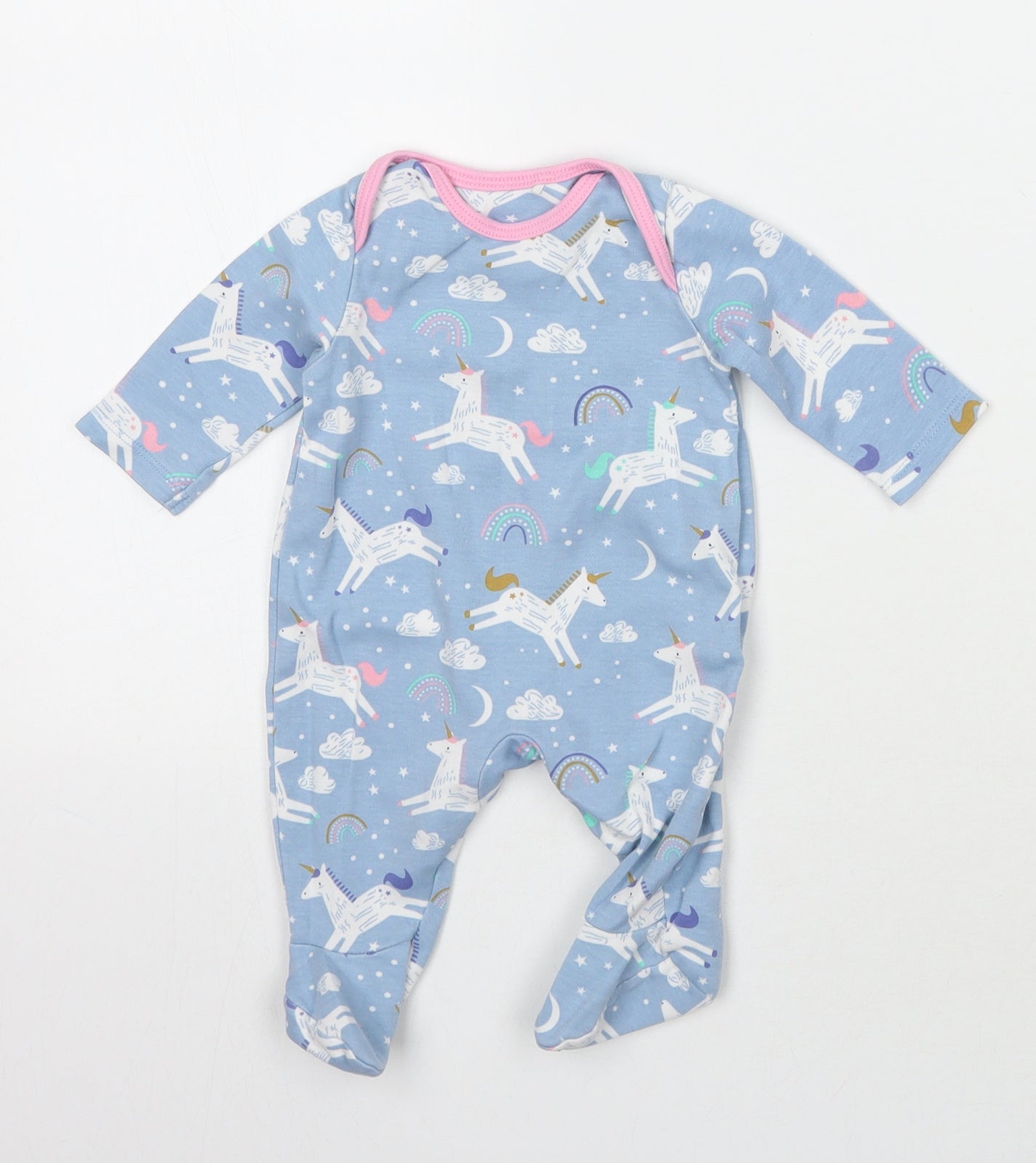 Mothercare Girls Blue Geometric  Babygrow One-Piece Size Newborn