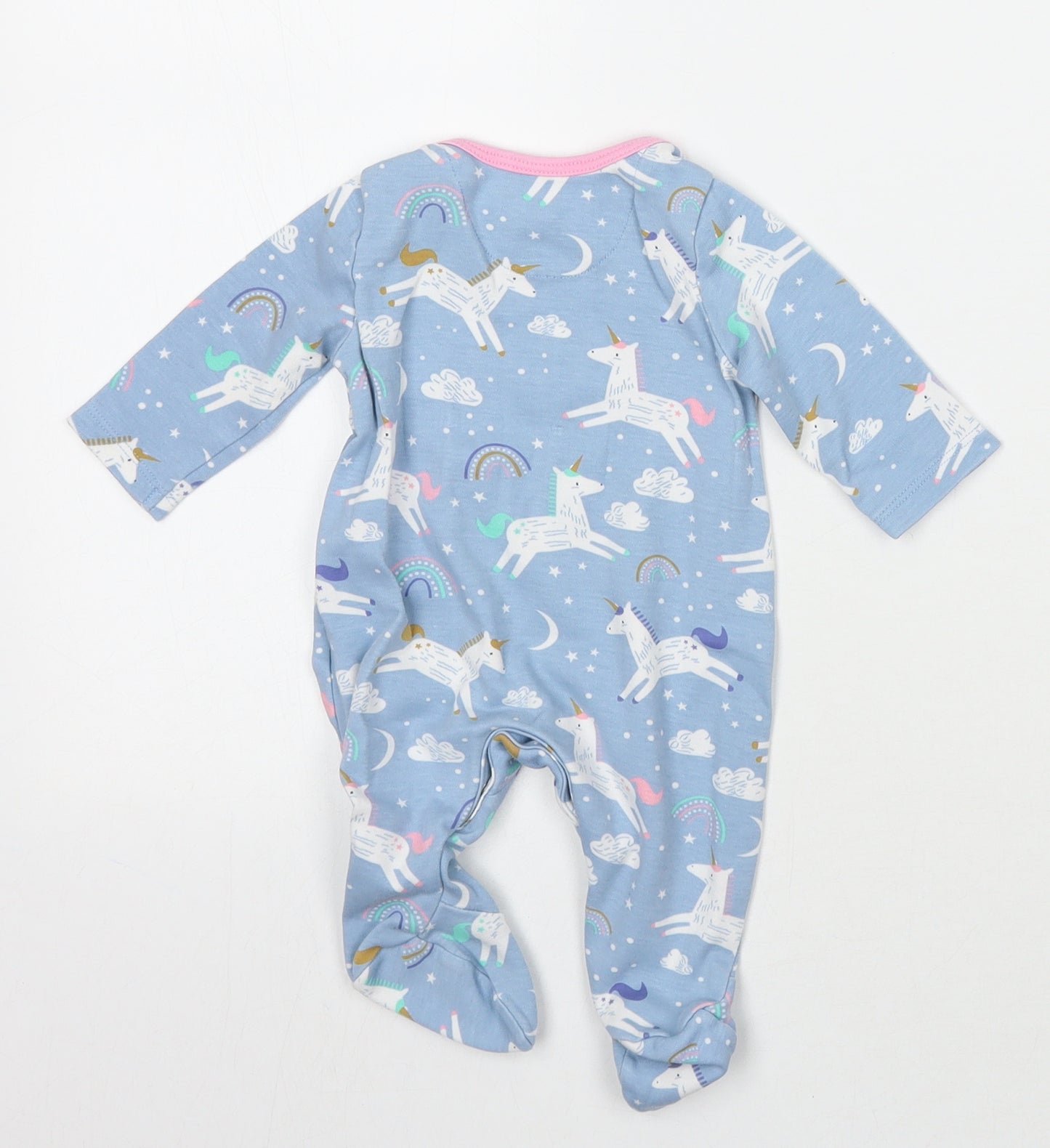 Mothercare Girls Blue Geometric  Babygrow One-Piece Size Newborn