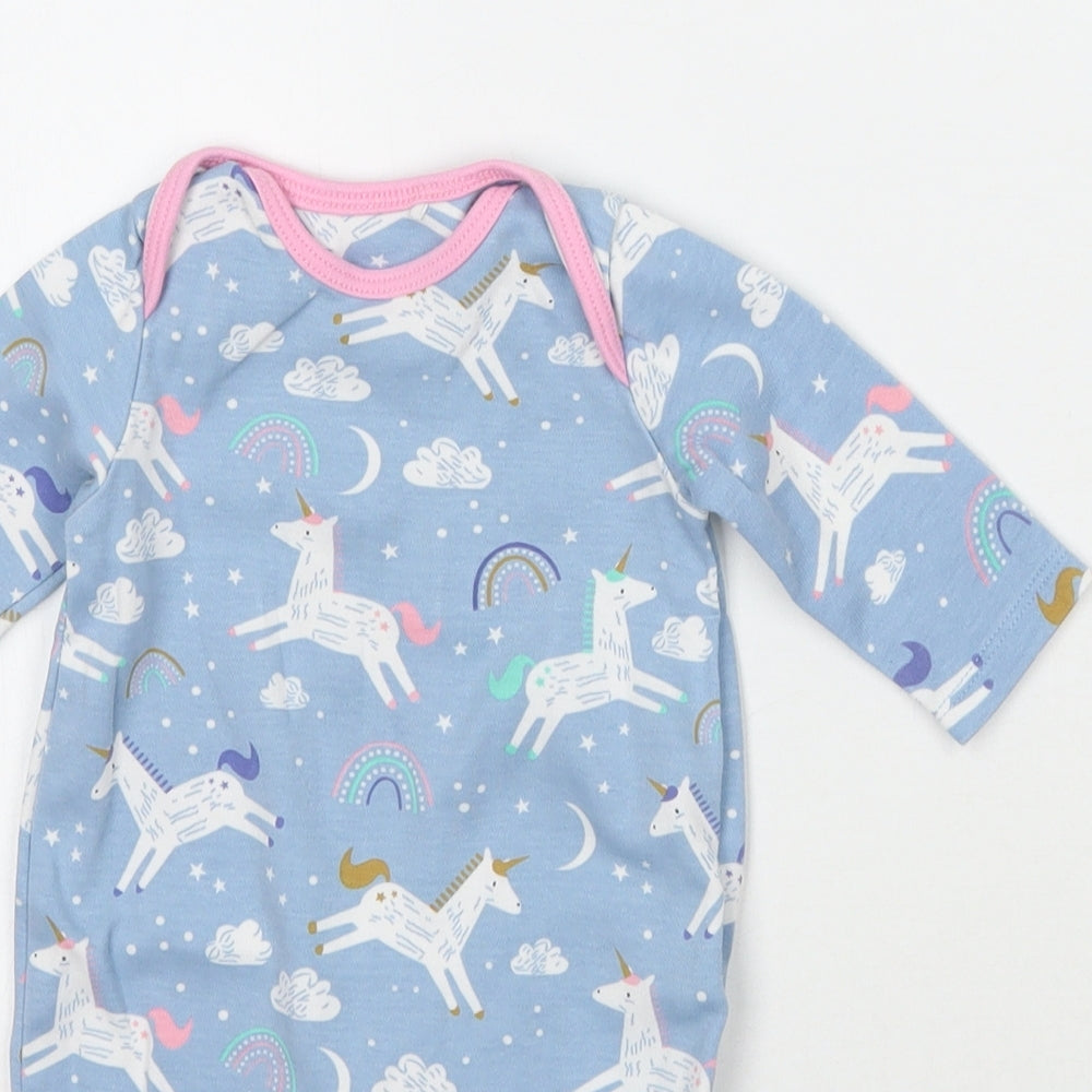 Mothercare Girls Blue Geometric  Babygrow One-Piece Size Newborn