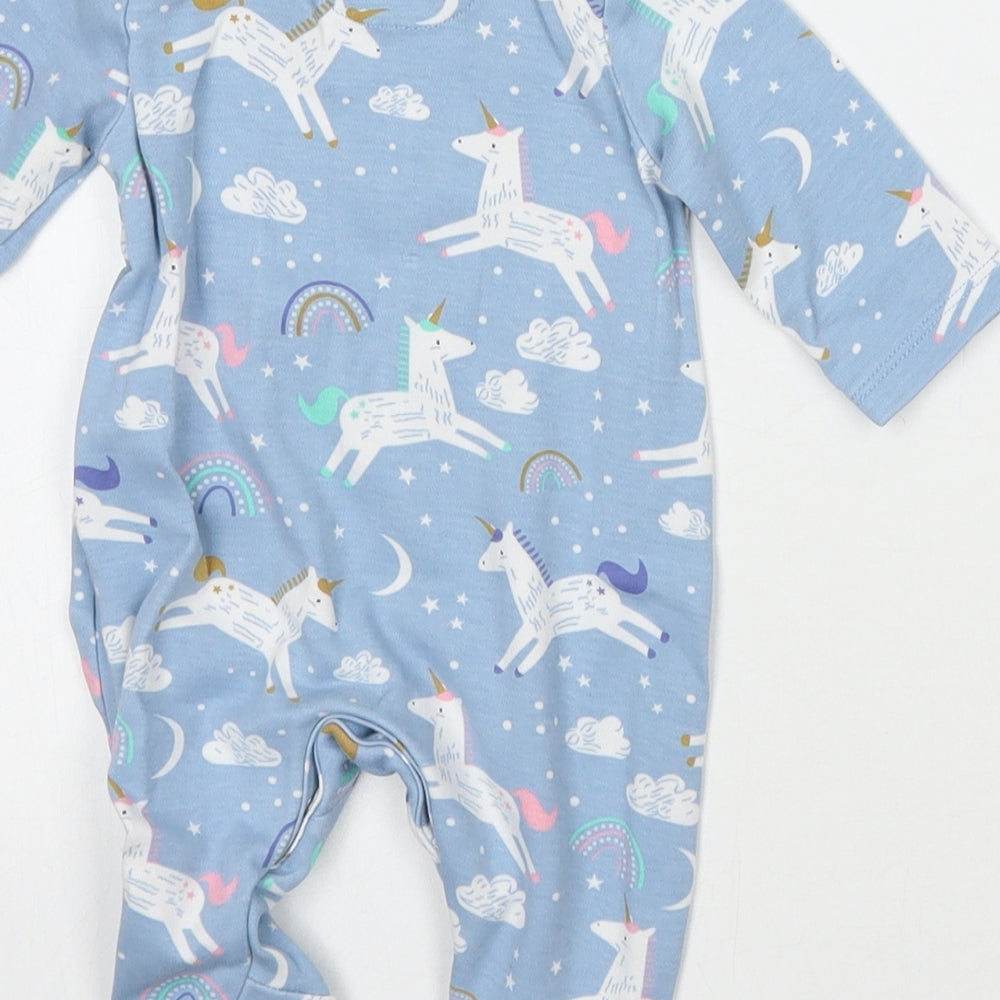 Mothercare Girls Blue Geometric  Babygrow One-Piece Size Newborn
