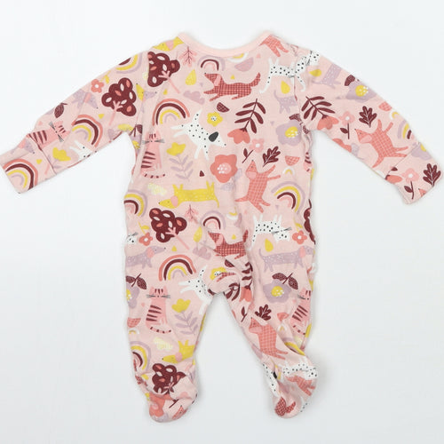 TU Girls Pink Animal Print  Babygrow One-Piece Size 0-3 Months