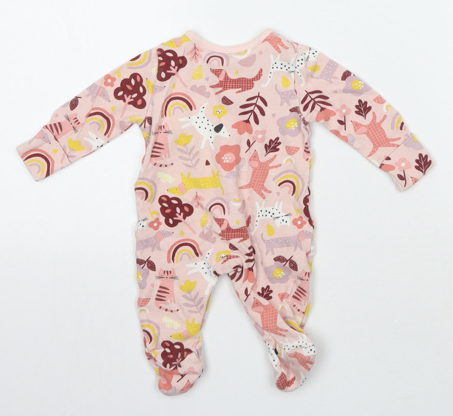TU Girls Pink Animal Print  Babygrow One-Piece Size 0-3 Months