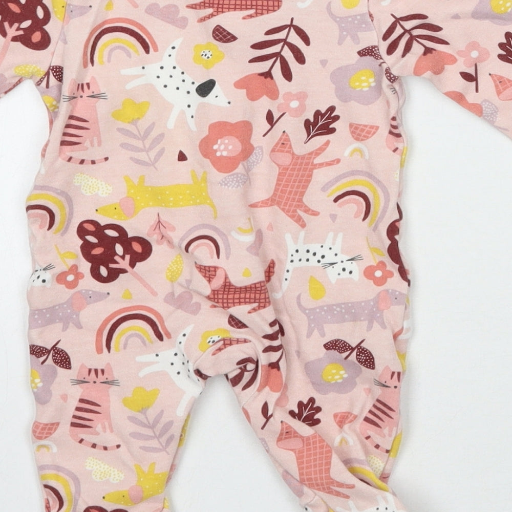 TU Girls Pink Animal Print  Babygrow One-Piece Size 0-3 Months