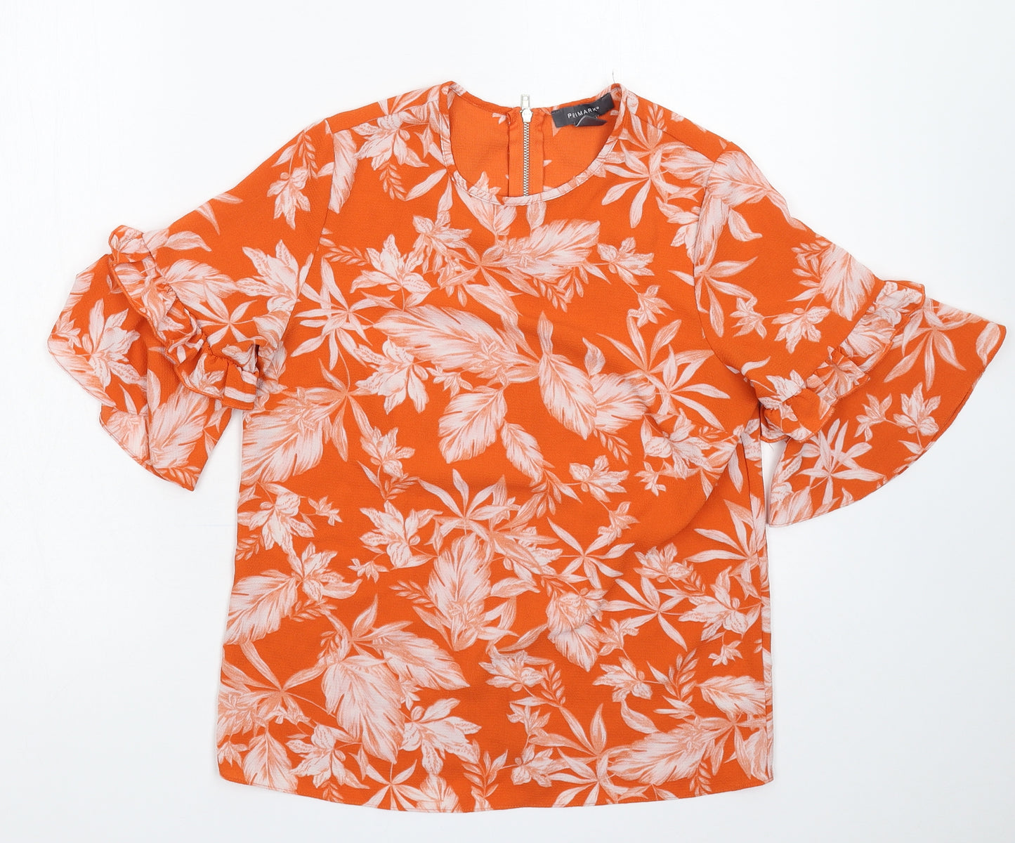 Primark Womens Orange Floral  Basic Blouse Size 8