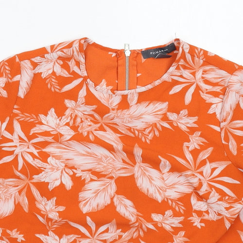 Primark Womens Orange Floral  Basic Blouse Size 8