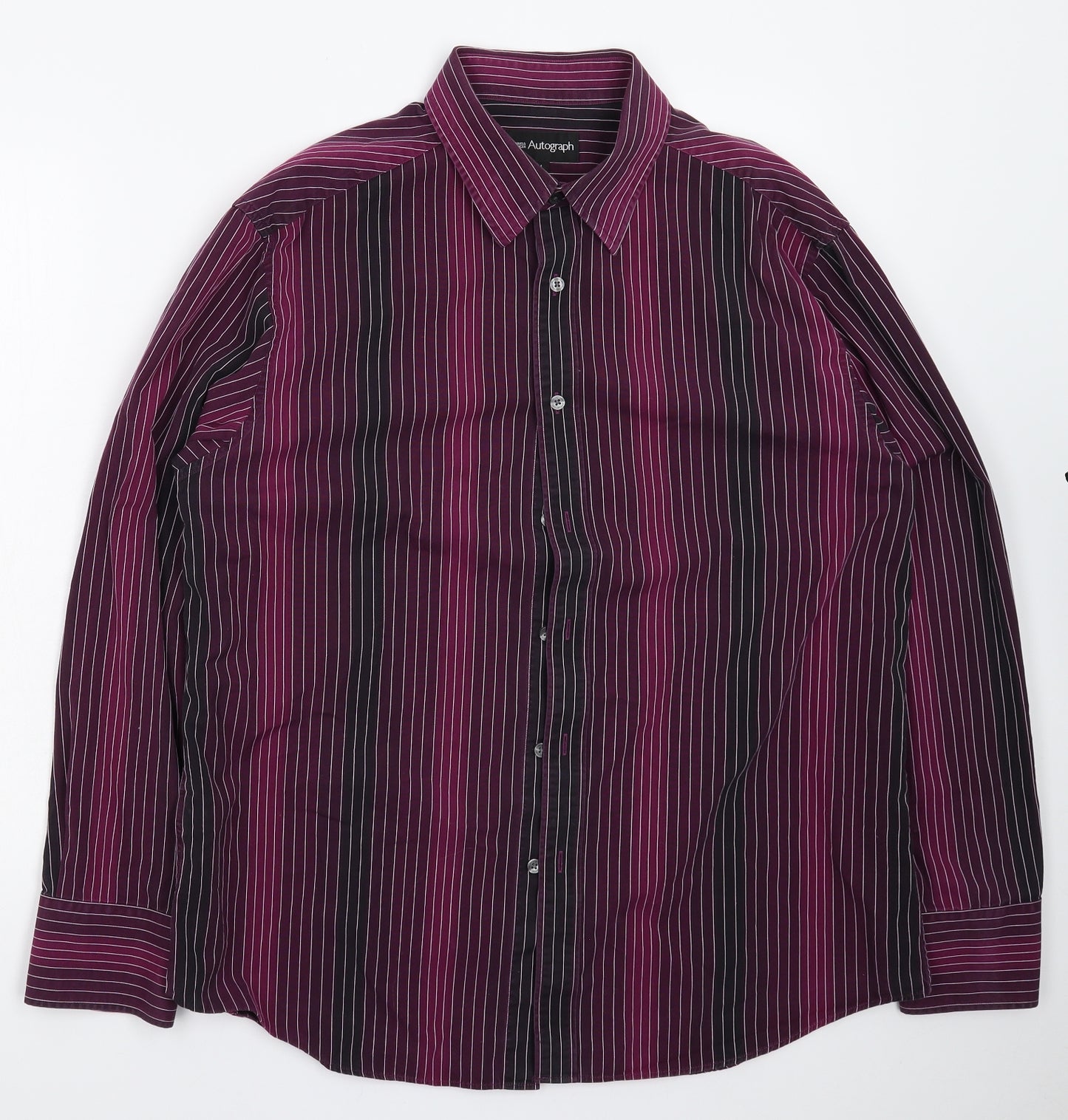 Marks and Spencer Mens Multicoloured Striped   Dress Shirt Size L
