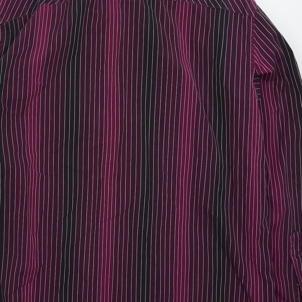 Marks and Spencer Mens Multicoloured Striped   Dress Shirt Size L