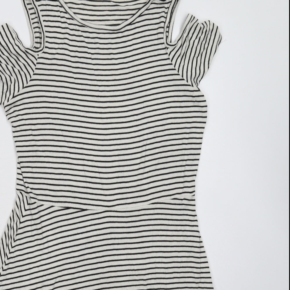 George Womens White Striped  Fit & Flare  Size 10