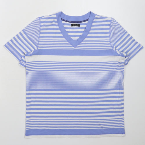 BM Womens Blue Striped  Basic T-Shirt Size S
