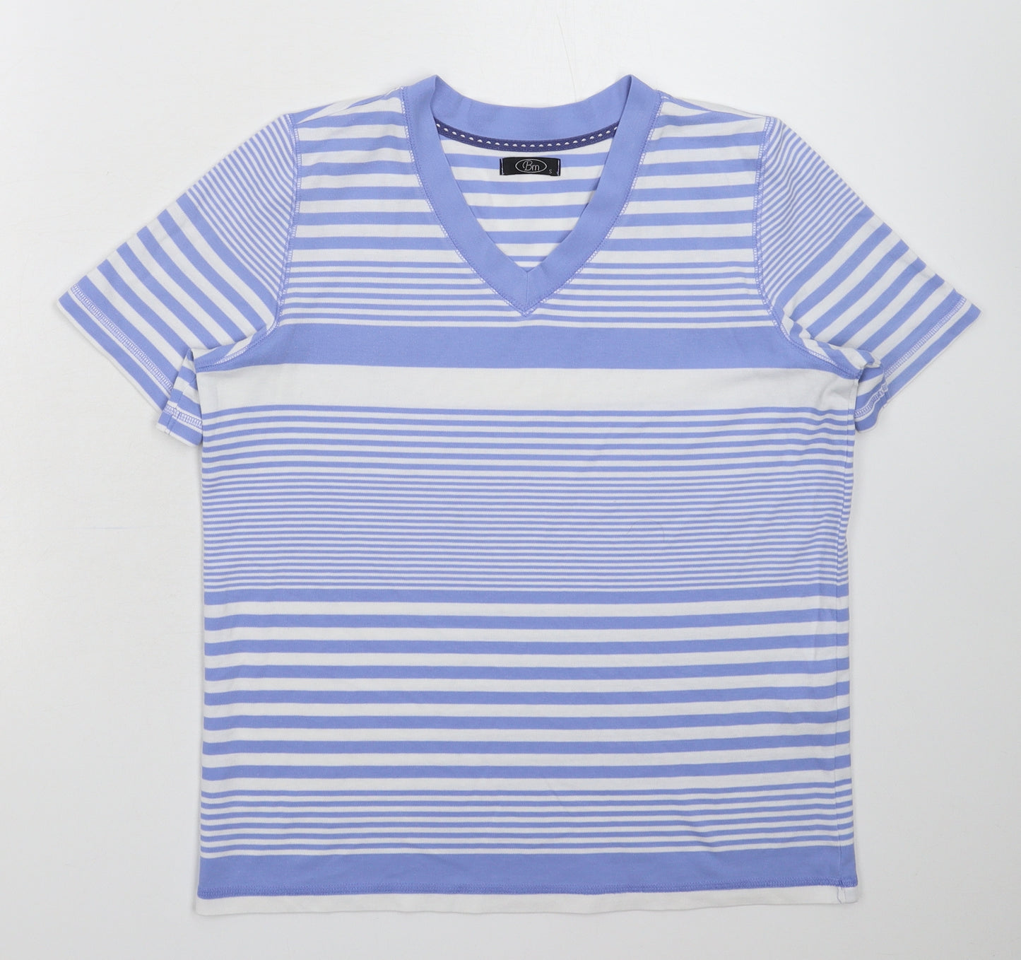 BM Womens Blue Striped  Basic T-Shirt Size S