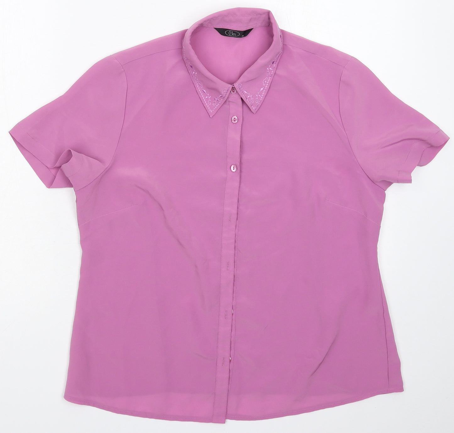 BM Womens Purple  Satin Basic Button-Up Size 14