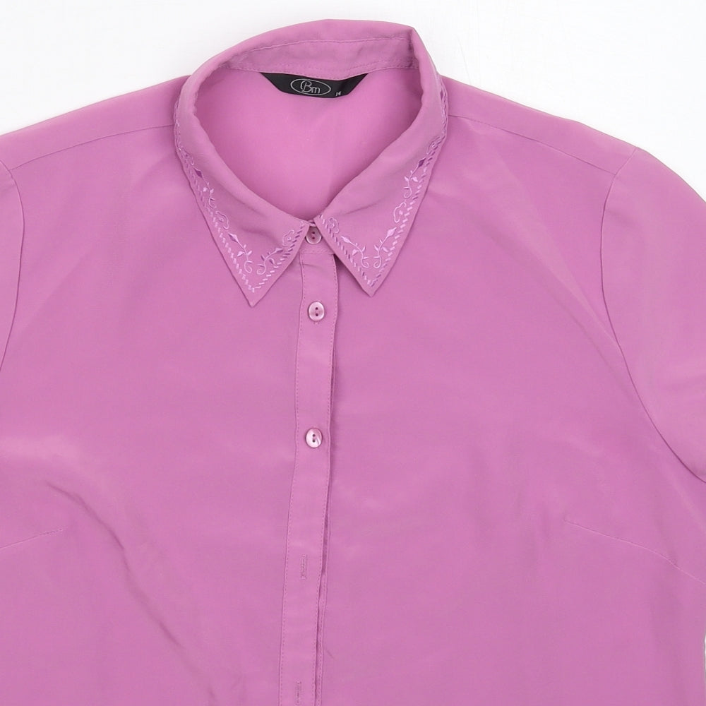 BM Womens Purple  Satin Basic Button-Up Size 14