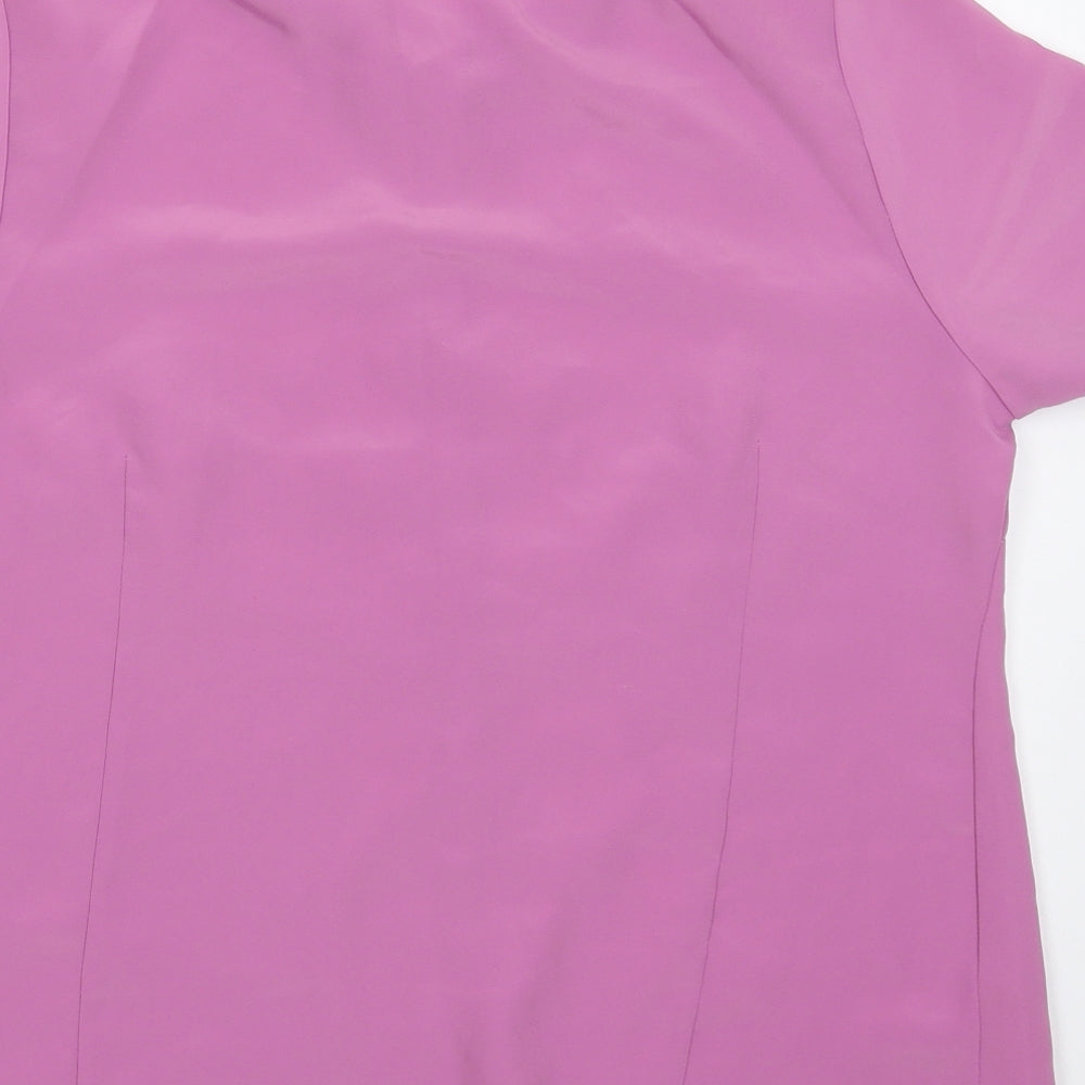 BM Womens Purple  Satin Basic Button-Up Size 14