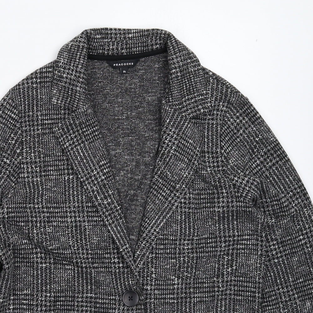 Peacocks Womens Grey Check  Jacket Blazer Size 14
