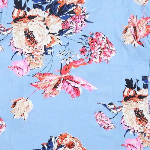 Preworn Womens Blue Floral  Basic Blouse Size S