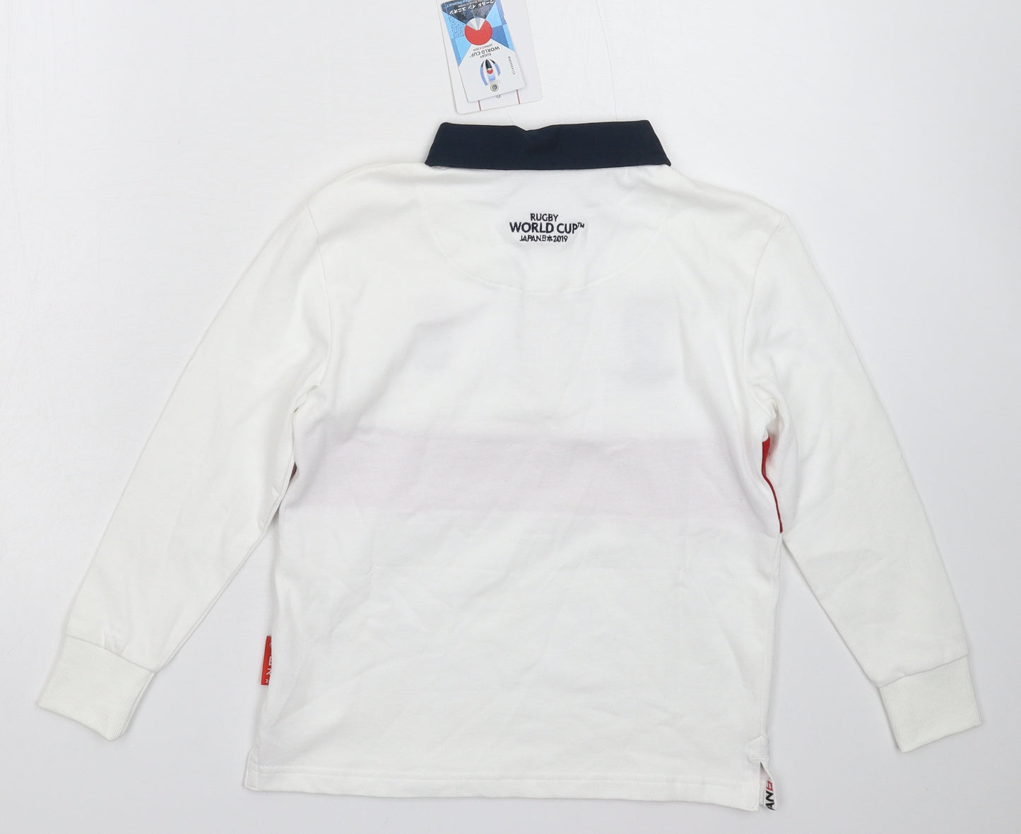 England Rugby Boys White   Basic Polo Size 7-8 Years