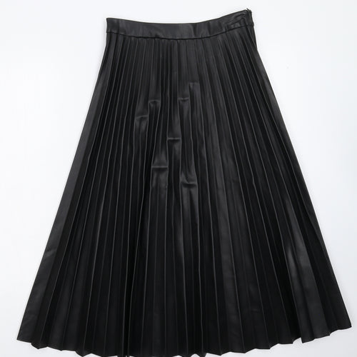Primark Womens Black   Pleated Skirt Size 12  - Faux Leather