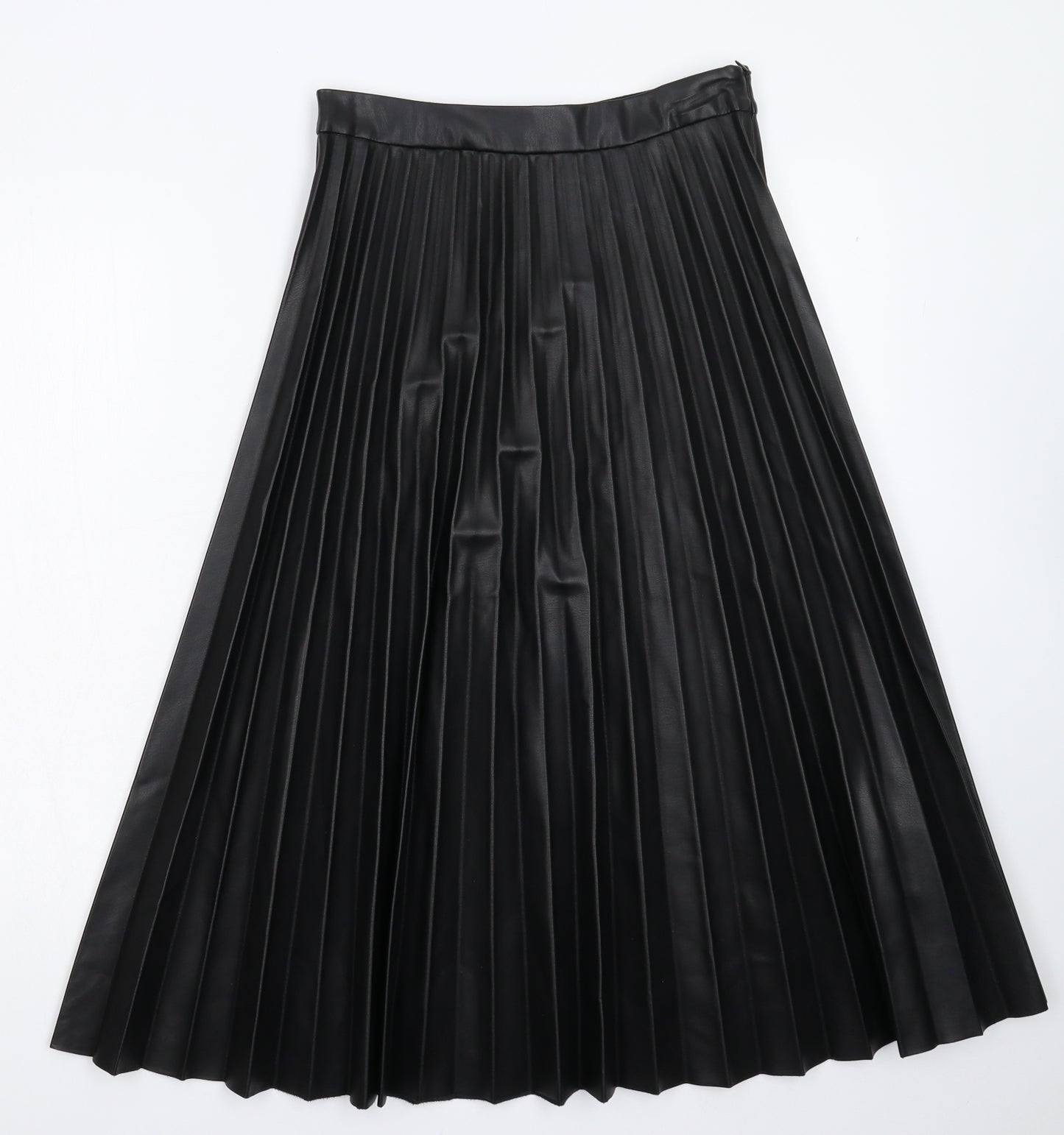 Primark Womens Black   Pleated Skirt Size 12  - Faux Leather