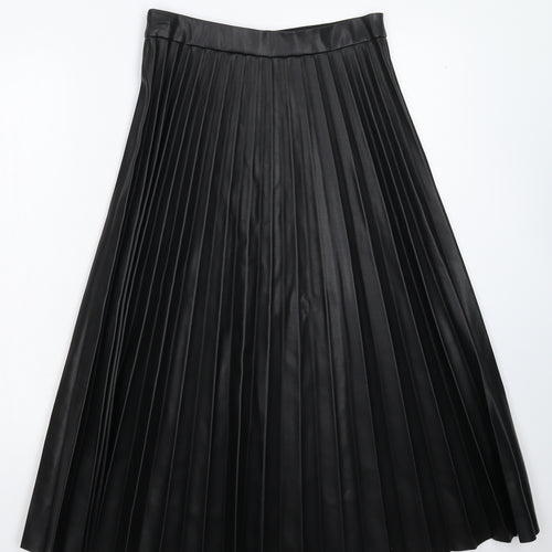 Primark Womens Black   Pleated Skirt Size 12  - Faux Leather