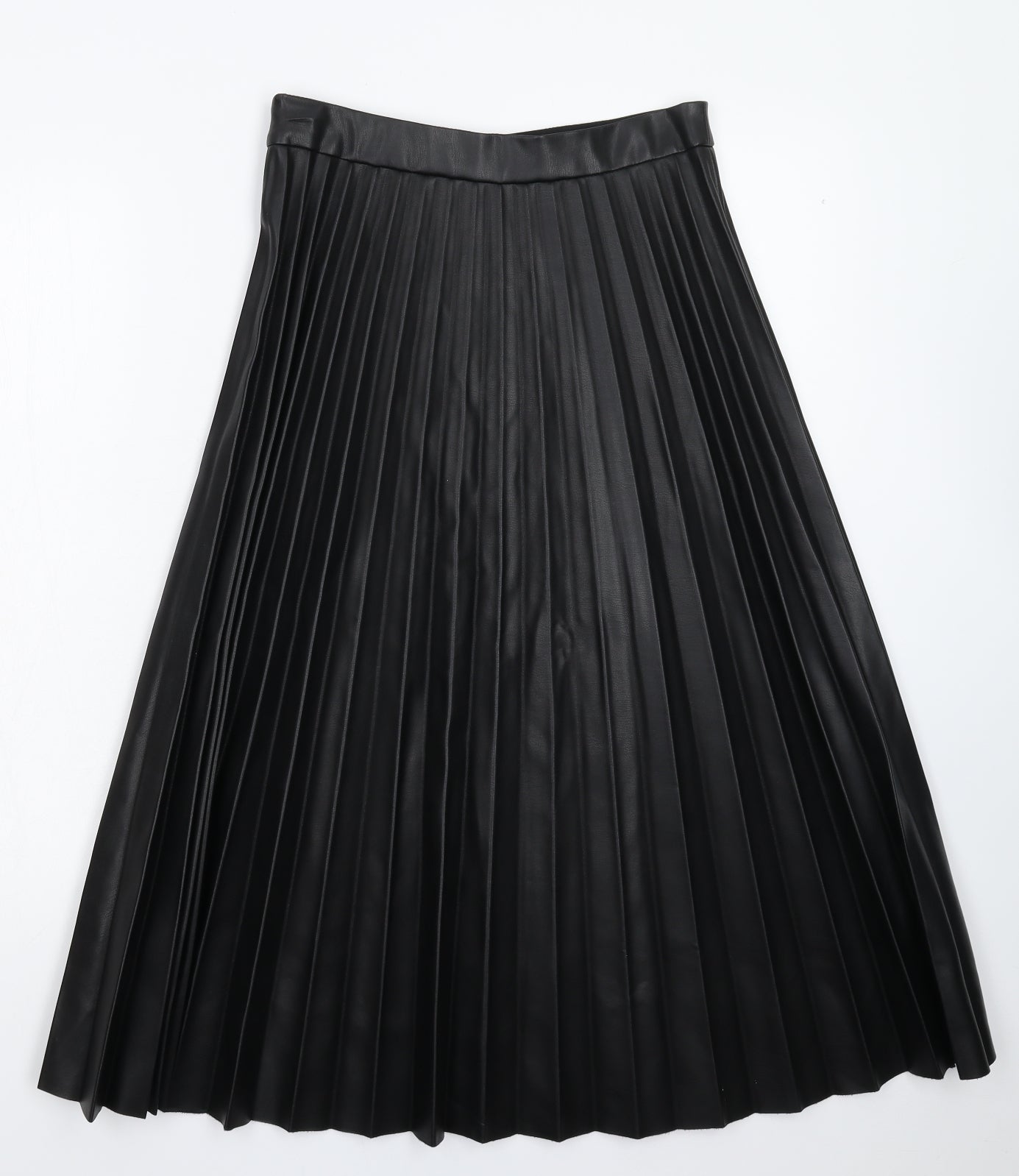 Primark Womens Black   Pleated Skirt Size 12  - Faux Leather