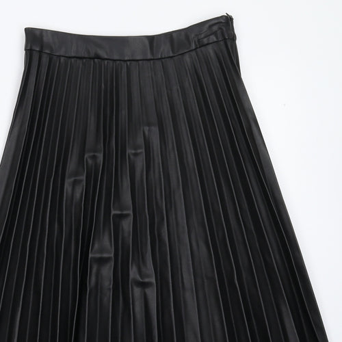Primark Womens Black   Pleated Skirt Size 12  - Faux Leather