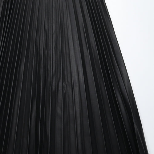 Primark Womens Black   Pleated Skirt Size 12  - Faux Leather