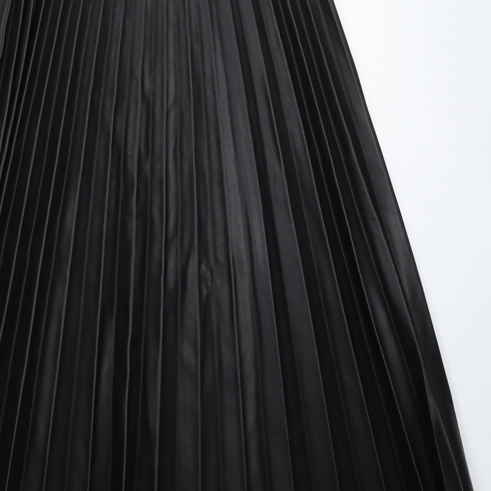 Primark Womens Black   Pleated Skirt Size 12  - Faux Leather