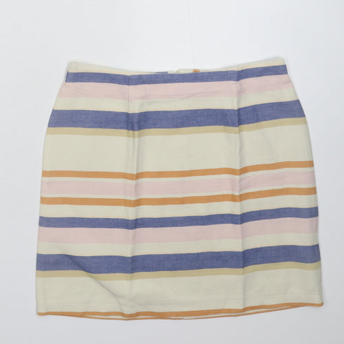 New Look Womens Beige Striped  Mini Skirt Size 10