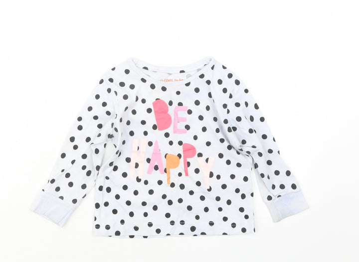 Matalan Girls Black Polka Dot  Basic T-Shirt Size 12-18 Months