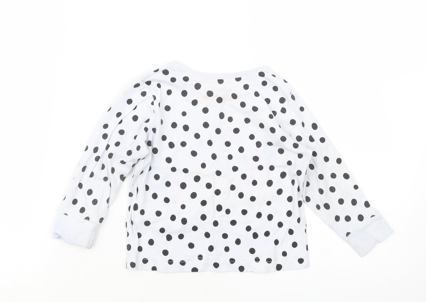 Matalan Girls Black Polka Dot  Basic T-Shirt Size 12-18 Months